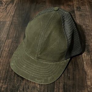 Huckberry waxed canvas Olive Green Mesh trucker Baseball Cap